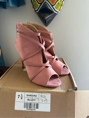 Journee Collection Blush Strappy Open-Toe Ankle Heels